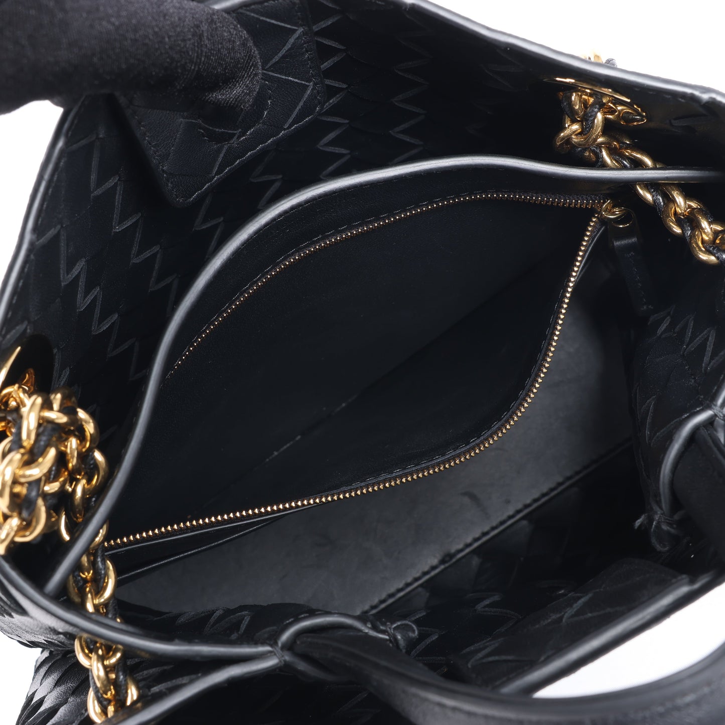 Bottega Veneta Intrecciato Petit sac à main 2 voies en cuir Andiamo en noir