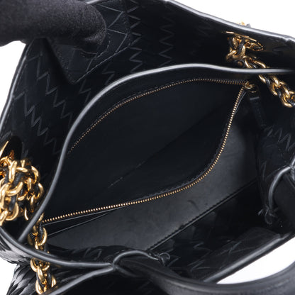 Bottega Veneta Intrecciato Petit sac à main 2 voies en cuir Andiamo en noir