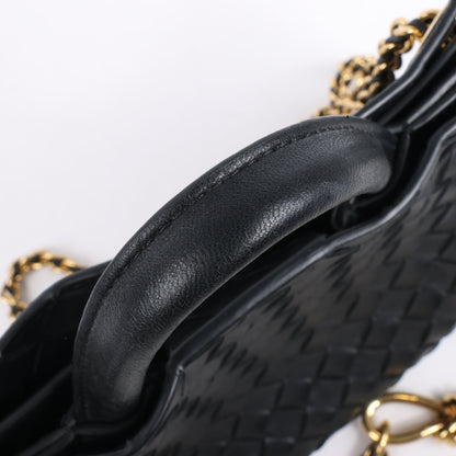 Bottega Veneta Intrecciato Petit sac à main 2 voies en cuir Andiamo en noir