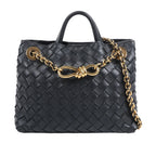 Bottega Veneta Intrecciato Small Andiamo Leather 2Way Handbag in Black