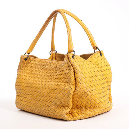 Bottega Veneta Intrecciato Leather Shoulder Bag in Yellow