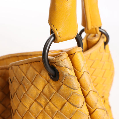 Bottega Veneta Intrecciato Leather Shoulder Bag in Yellow