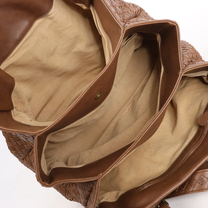 Bottega Veneta Intrecciato Roma Leather Handbag in Brown