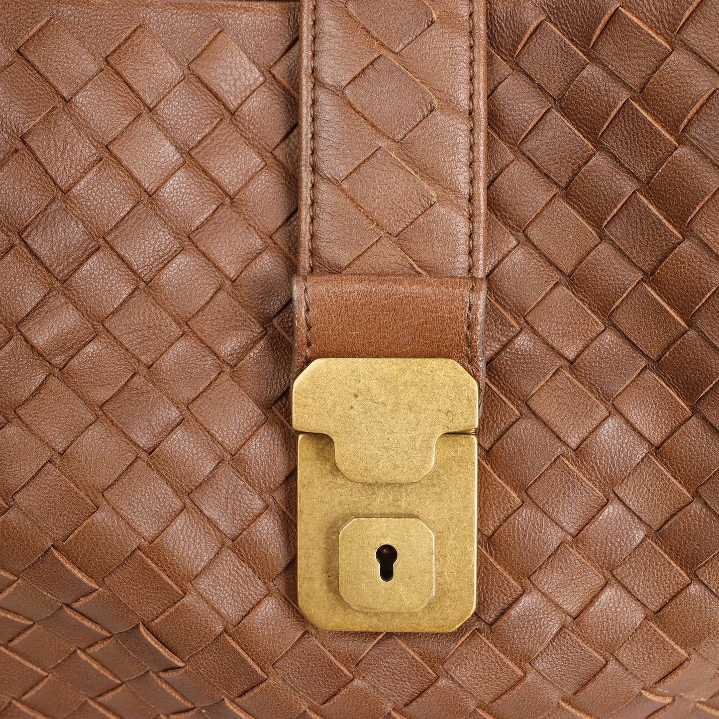 Bottega Veneta Intrecciato Roma Leather Handbag in Brown
