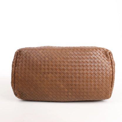 Bottega Veneta Intrecciato Roma Leather Handbag in Brown