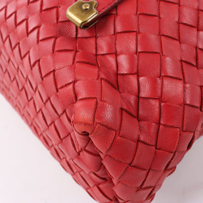 Bottega Veneta Intrecciato Leather Handbag in Red