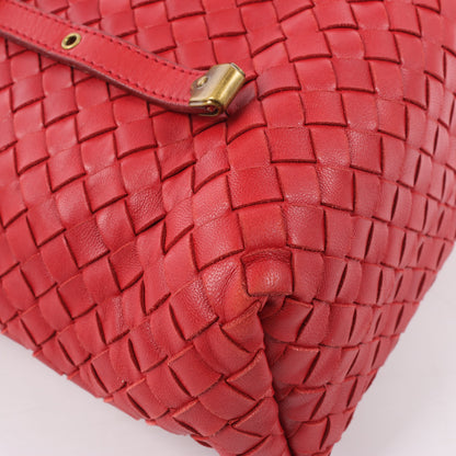 Bottega Veneta Intrecciato Leather Handbag in Red