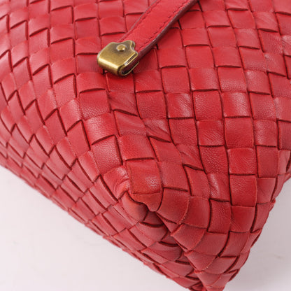 Bottega Veneta Intrecciato Leather Handbag in Red
