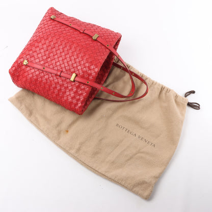 Bottega Veneta Intrecciato Leather Handbag in Red