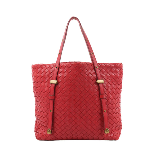 Bottega Veneta Intrecciato Leather Handbag in Red