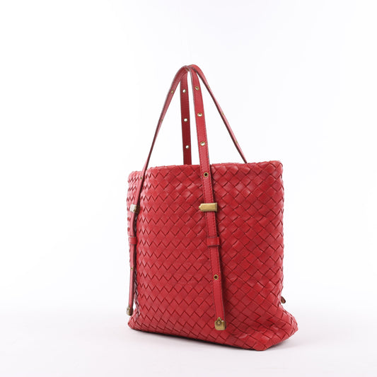 Bottega Veneta Intrecciato Leather Handbag in Red