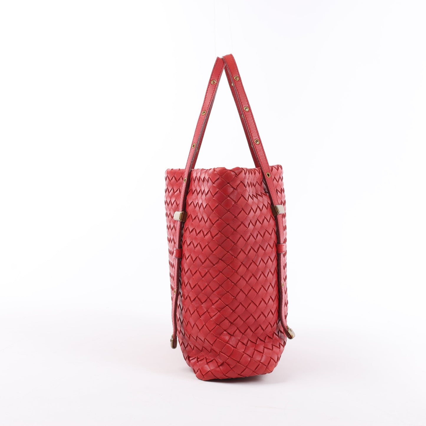 Bottega Veneta Intrecciato Leather Handbag in Red