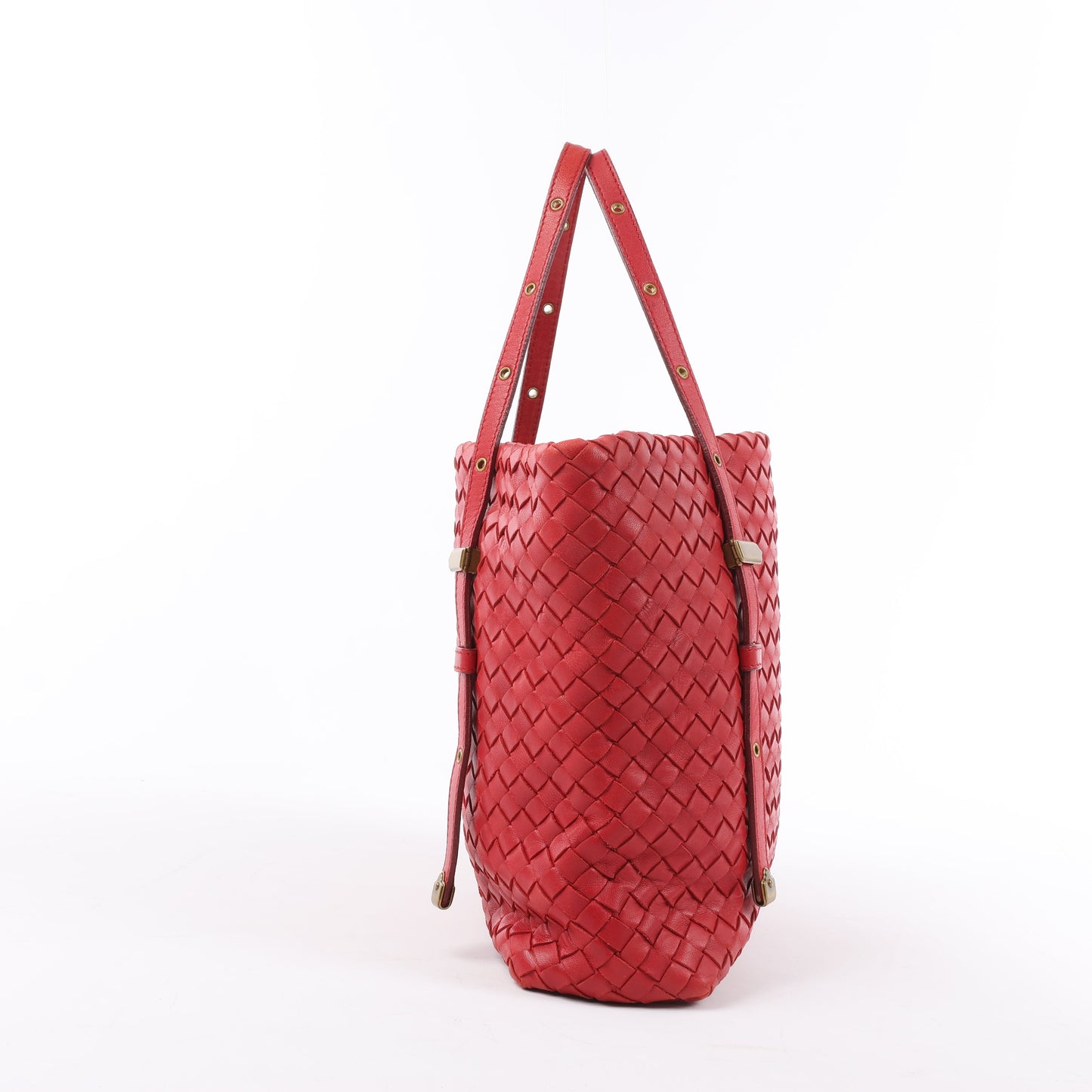 Bottega Veneta Intrecciato Leather Handbag in Red