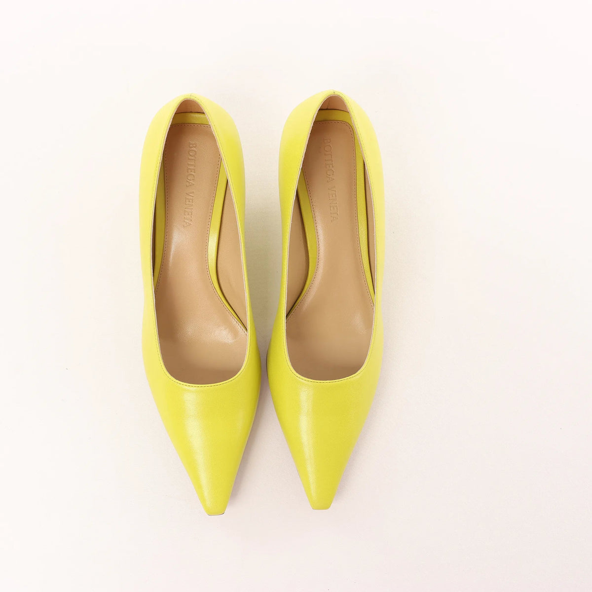 Bottega Veneta Leather Pointed Heels in Yellow, Size 37 EU