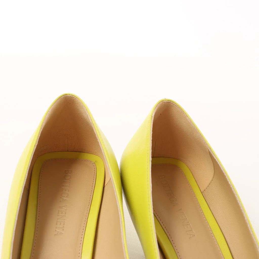Bottega Veneta Leather Pointed Heels in Yellow, Size 37 EU