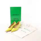 Bottega Veneta Leather Pointed Heels in Yellow, Size 37 EU