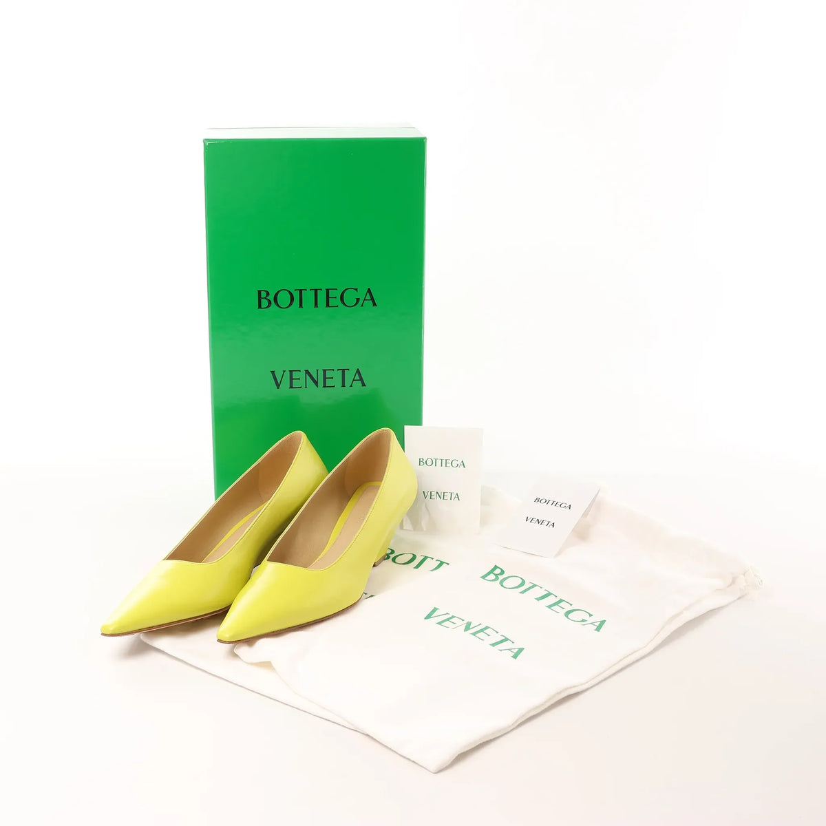 Bottega Veneta Leather Pointed Heels in Yellow, Size 37 EU