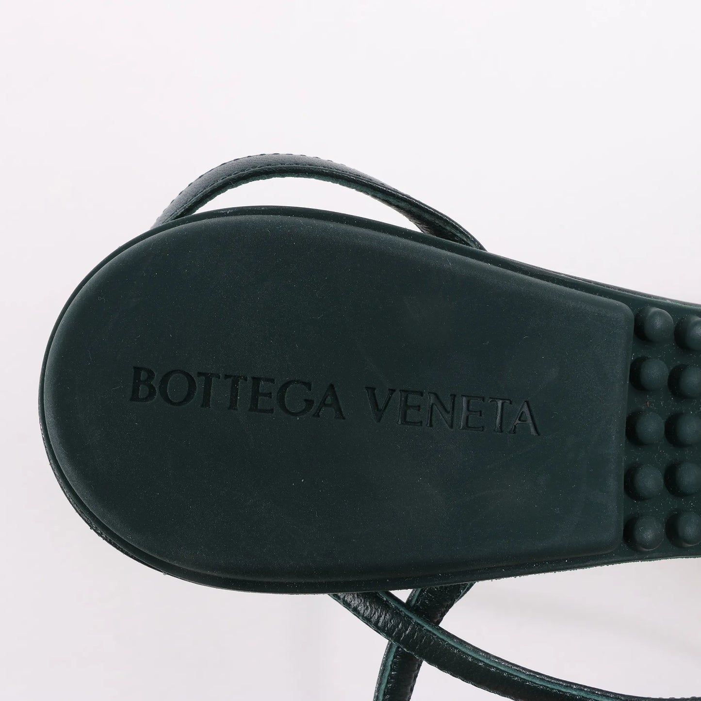 Bottega Veneta Leather Heel Sandals in Green, Size 38 EU