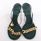 Bottega Veneta Leather Heel Sandals in Green, Size 38 EU