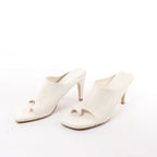 Bottega Veneta Mule Heel Toe Ring Leather in White, Size 39 EU