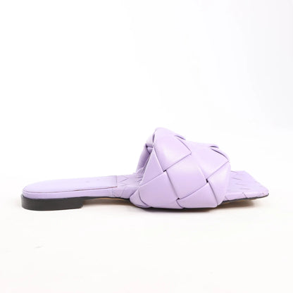 Bottega Veneta Lido Intrecciato Leather Sandals in Purple, Size 37 EU