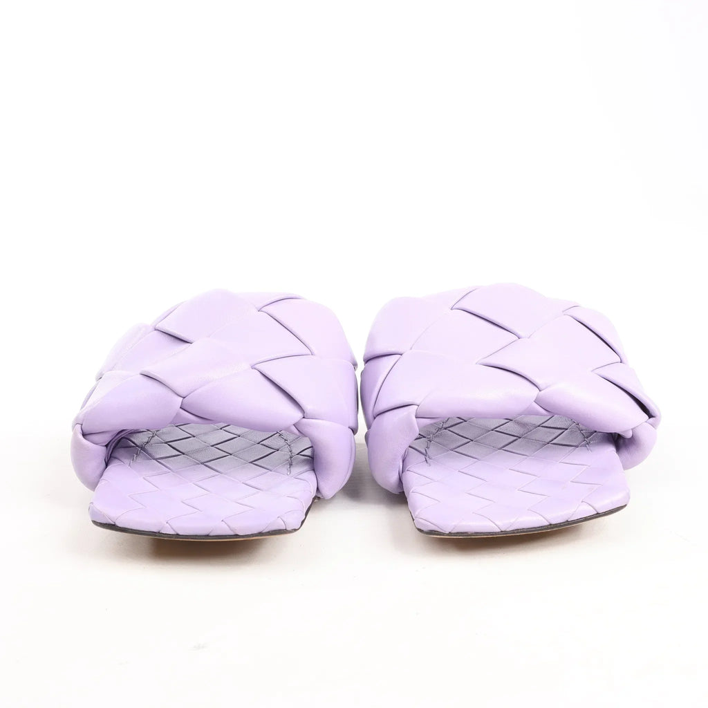 Bottega Veneta Lido Intrecciato Leather Sandals in Purple, Size 37 EU