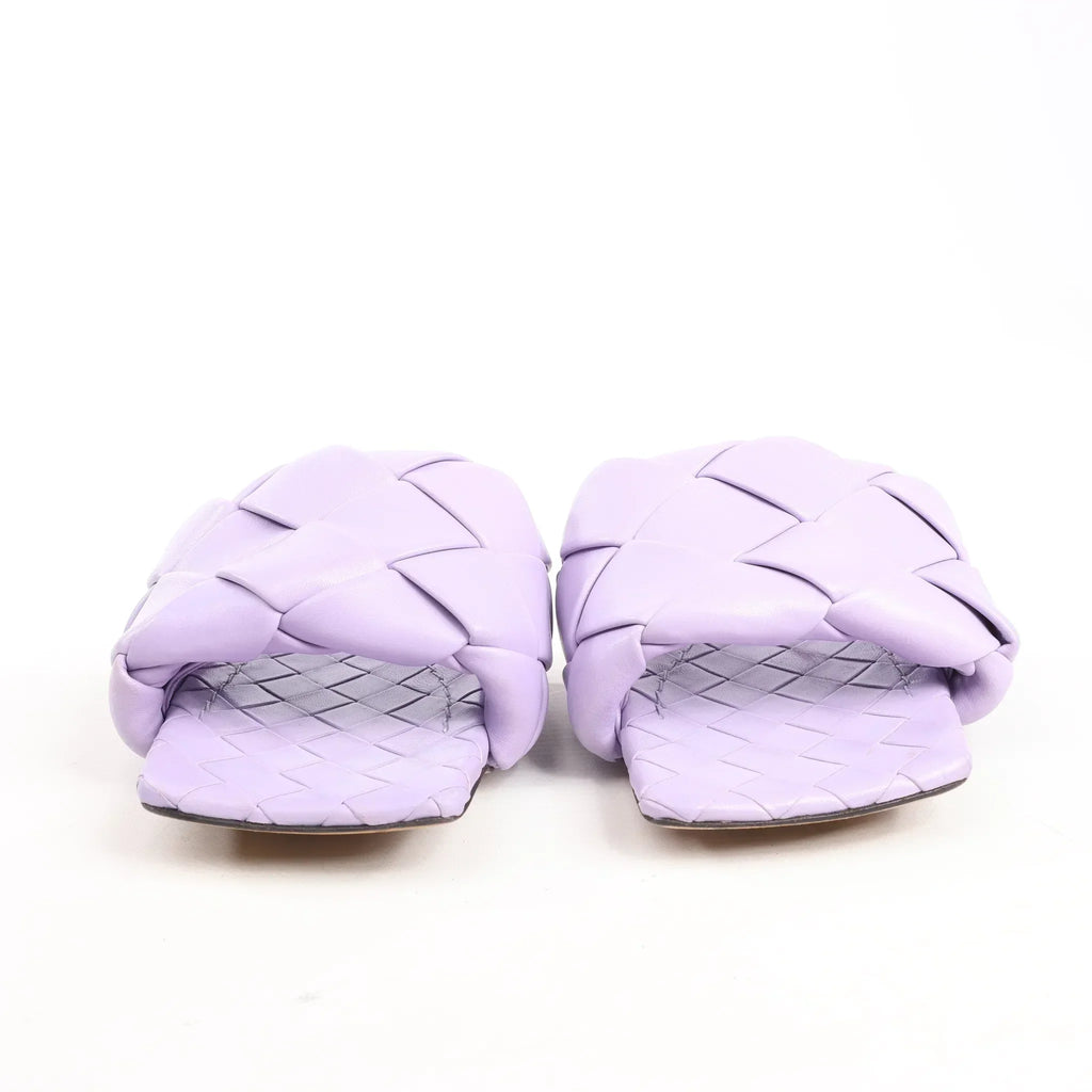 Bottega Veneta Lido Intrecciato Leather Sandals in Purple, Size 37 EU