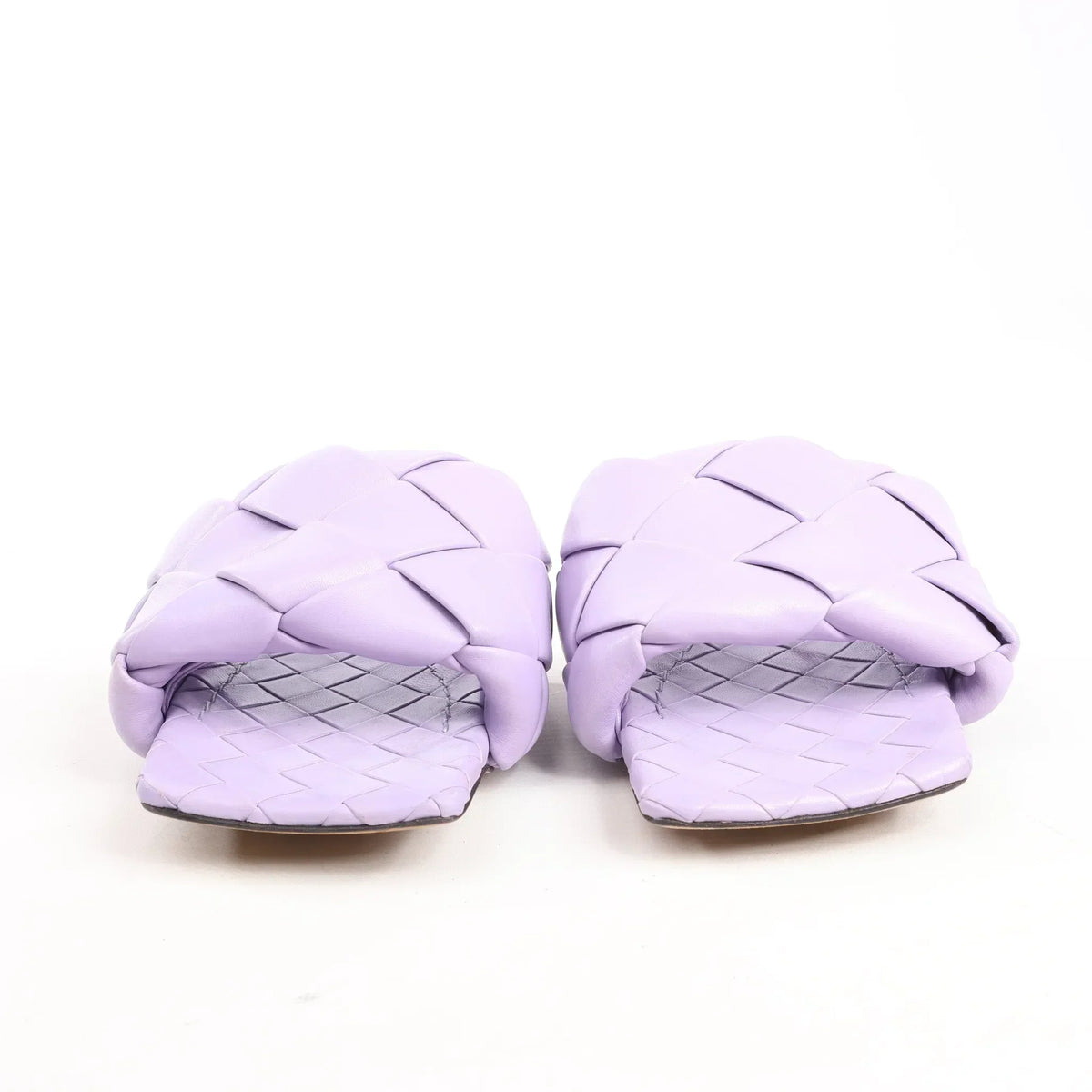 Bottega Veneta Lido Intrecciato Leather Sandals in Purple, Size 37 EU
