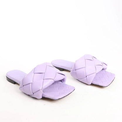 Bottega Veneta Lido Intrecciato Leather Sandals in Purple, Size 37 EU