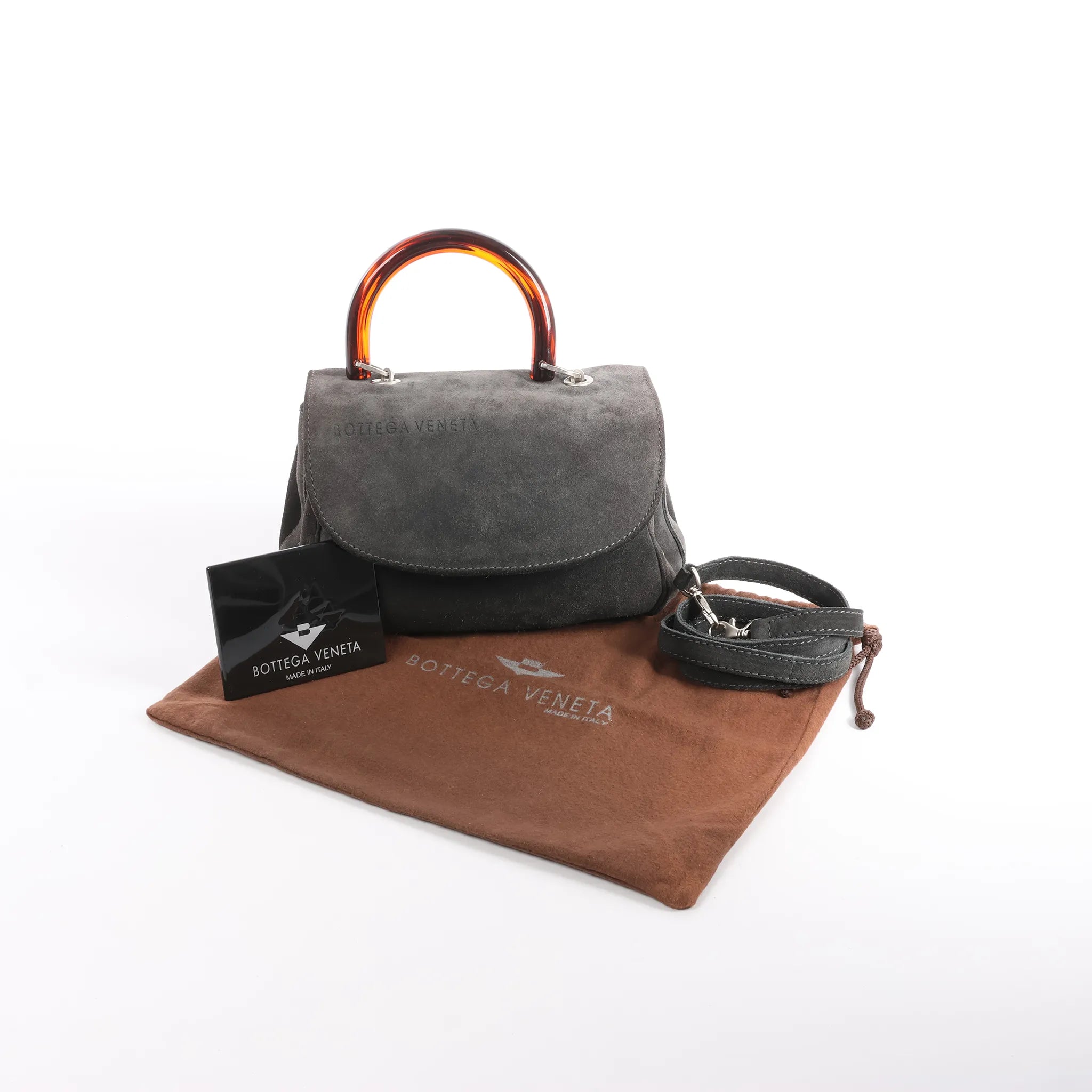 Bottega Veneta Suede 2Way Handbag in Gray