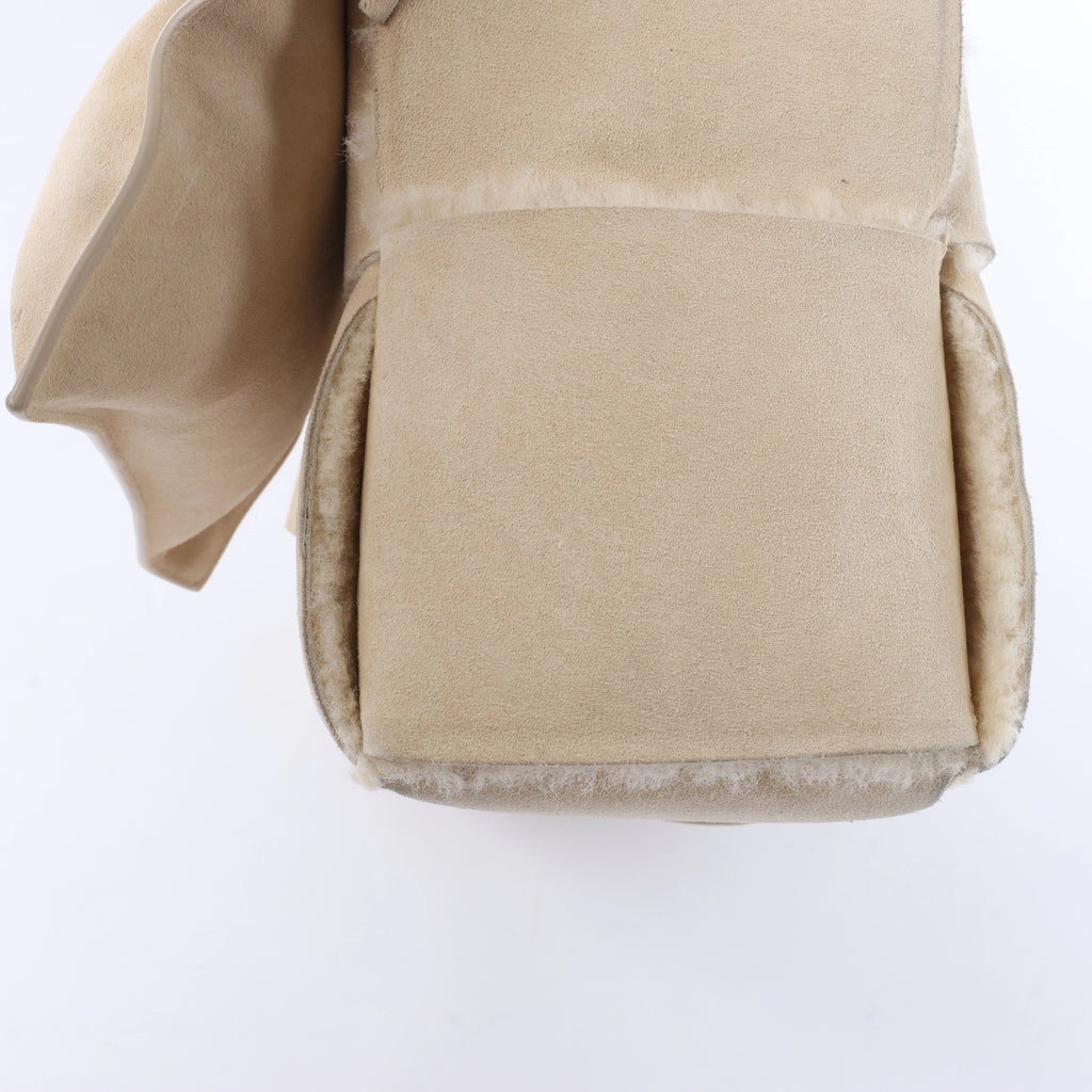 Bottega Veneta Arco Maxi Intrecciato Leather x Shearling Handbag in Beige