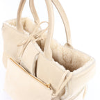 Bottega Veneta Arco Maxi Intrecciato Leather x Shearling Handbag in Beige
