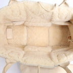 Bottega Veneta Arco Maxi Intrecciato Leather x Shearling Handbag in Beige