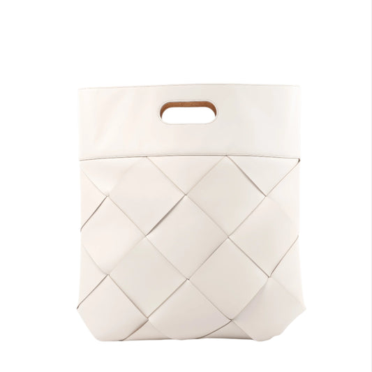Bottega Veneta Maxi Intrecciato Leather Handbag in White