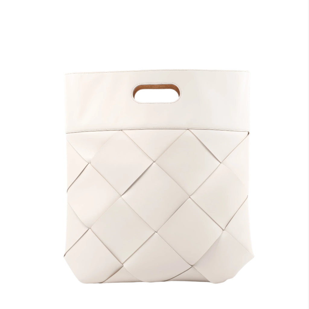 Bottega Veneta Maxi Intrecciato Leather Handbag in White