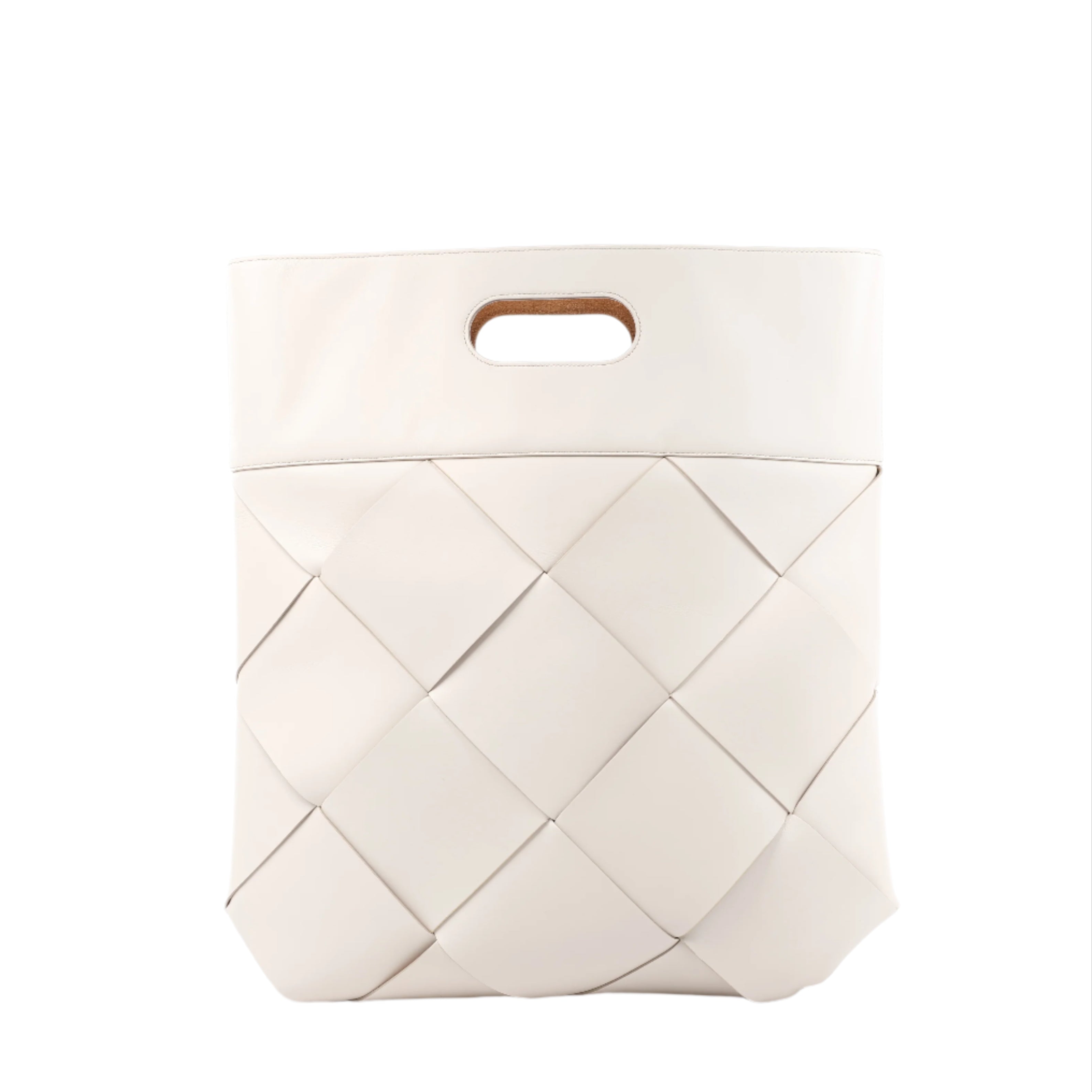 Bottega Veneta Maxi Intrecciato Leather Handbag in White