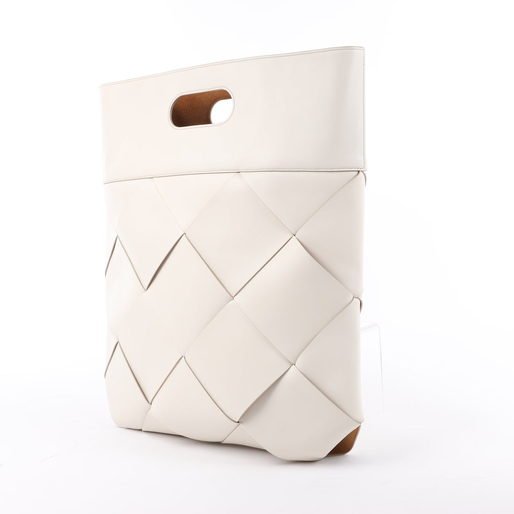 Bottega Veneta Maxi Intrecciato Leather Handbag in White