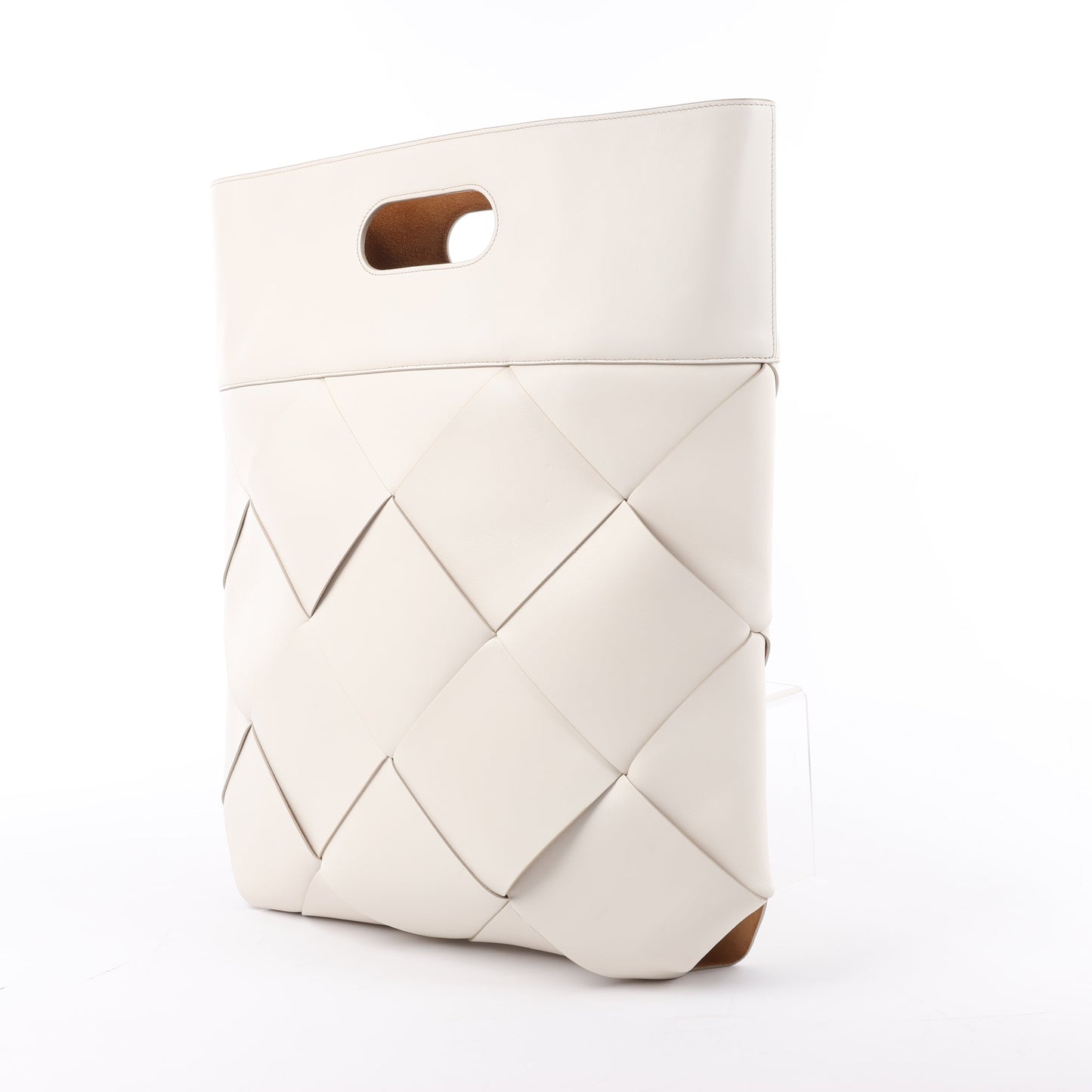 Bottega Veneta Maxi Intrecciato Leather Handbag in White