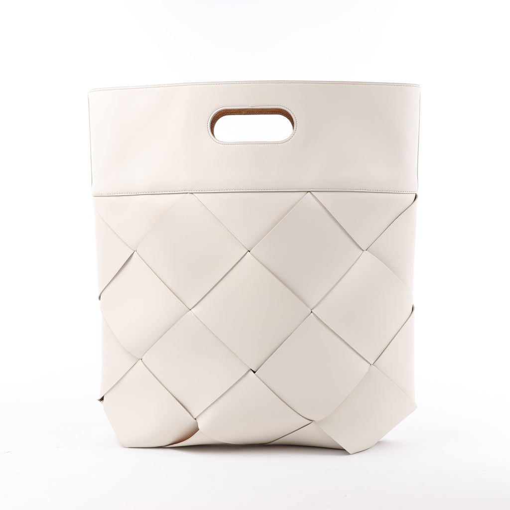 Bottega Veneta Maxi Intrecciato Leather Handbag in White