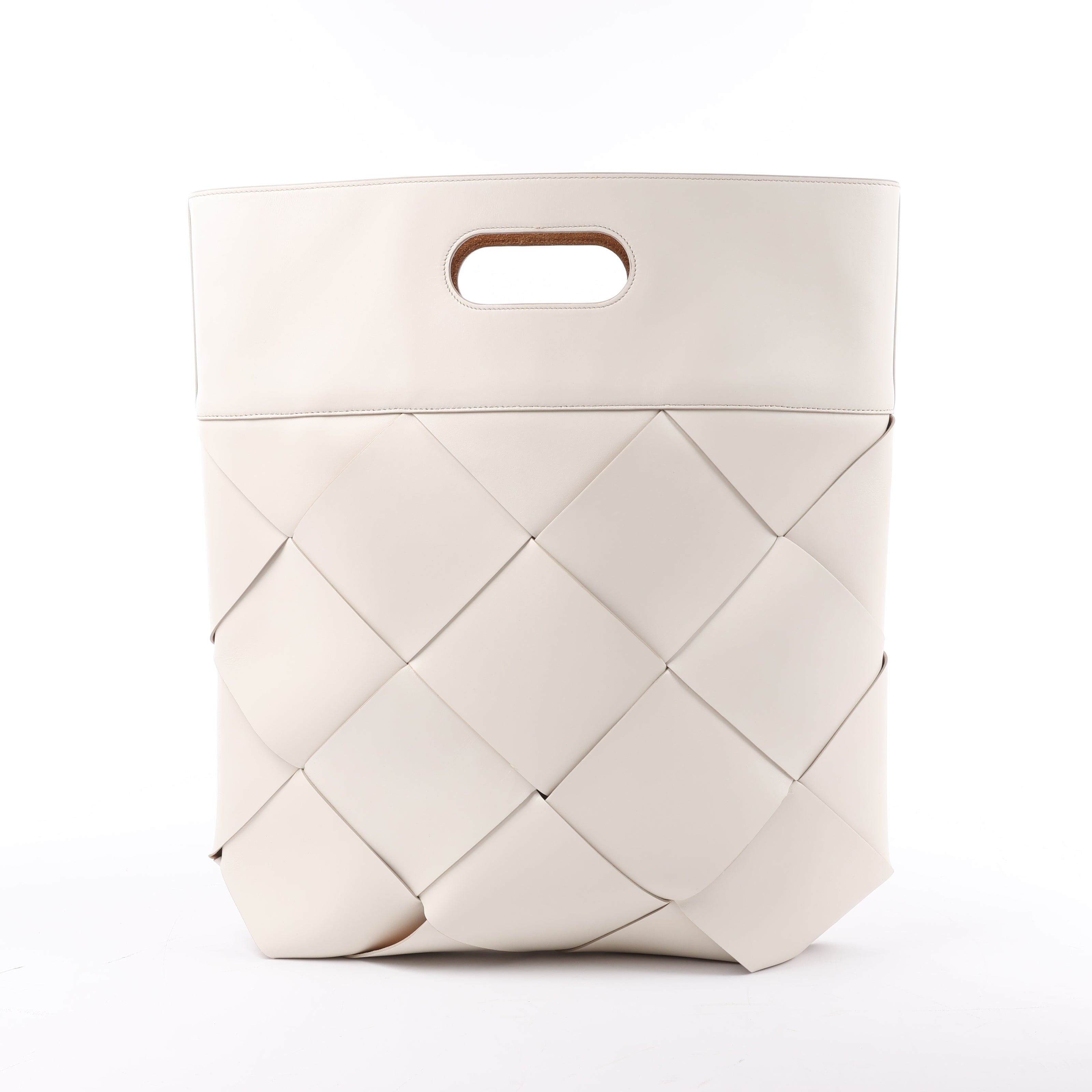 Bottega Veneta Maxi Intrecciato Leather Handbag in White