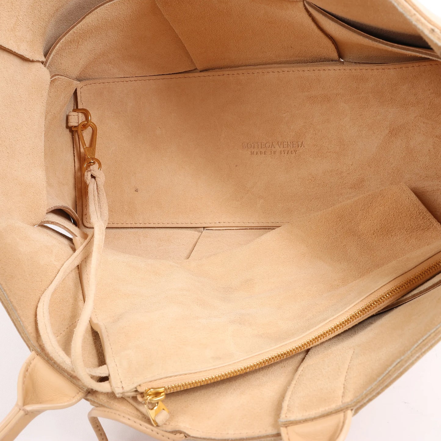 Bottega Veneta Nappa Maxi Intrecciato Medium Arco Handbag in Beige