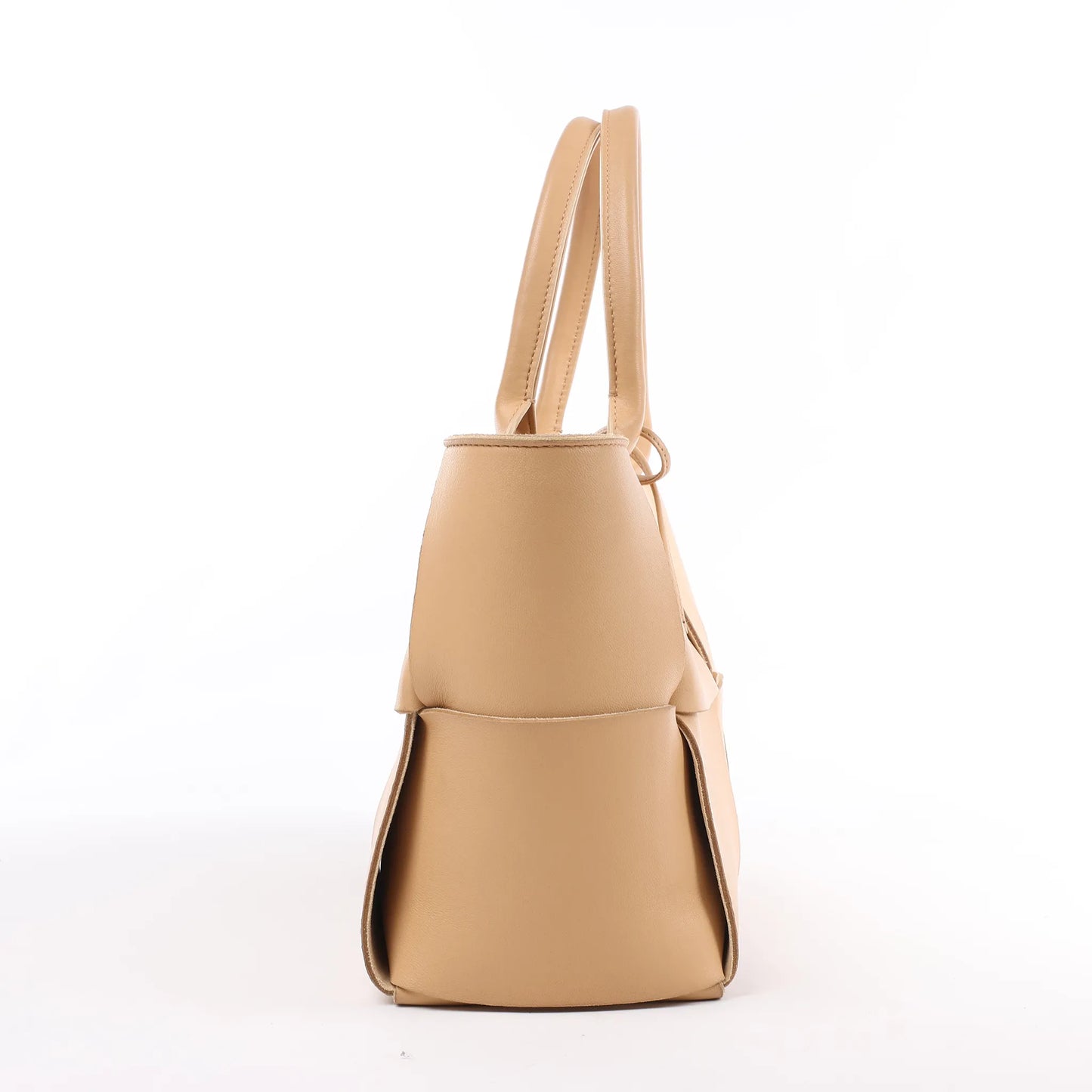 Bottega Veneta Nappa Maxi Intrecciato Medium Arco Handbag in Beige