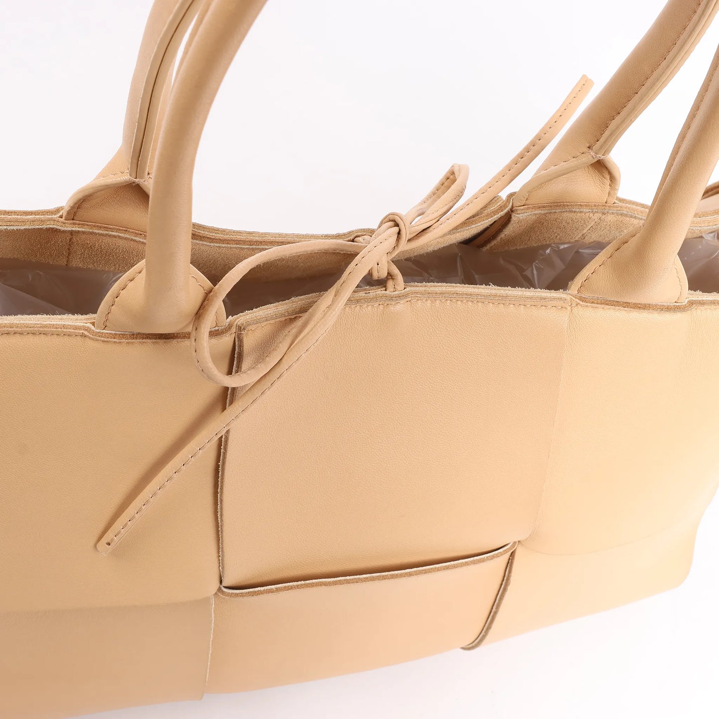 Bottega Veneta Nappa Maxi Intrecciato Medium Arco Handbag in Beige