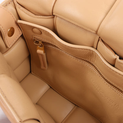 Bottega Veneta Padded Cassette Maxi Intrecciato Leather Shoulder Bag in Beige
