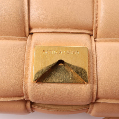 Bottega Veneta Padded Cassette Maxi Intrecciato Leather Shoulder Bag in Beige