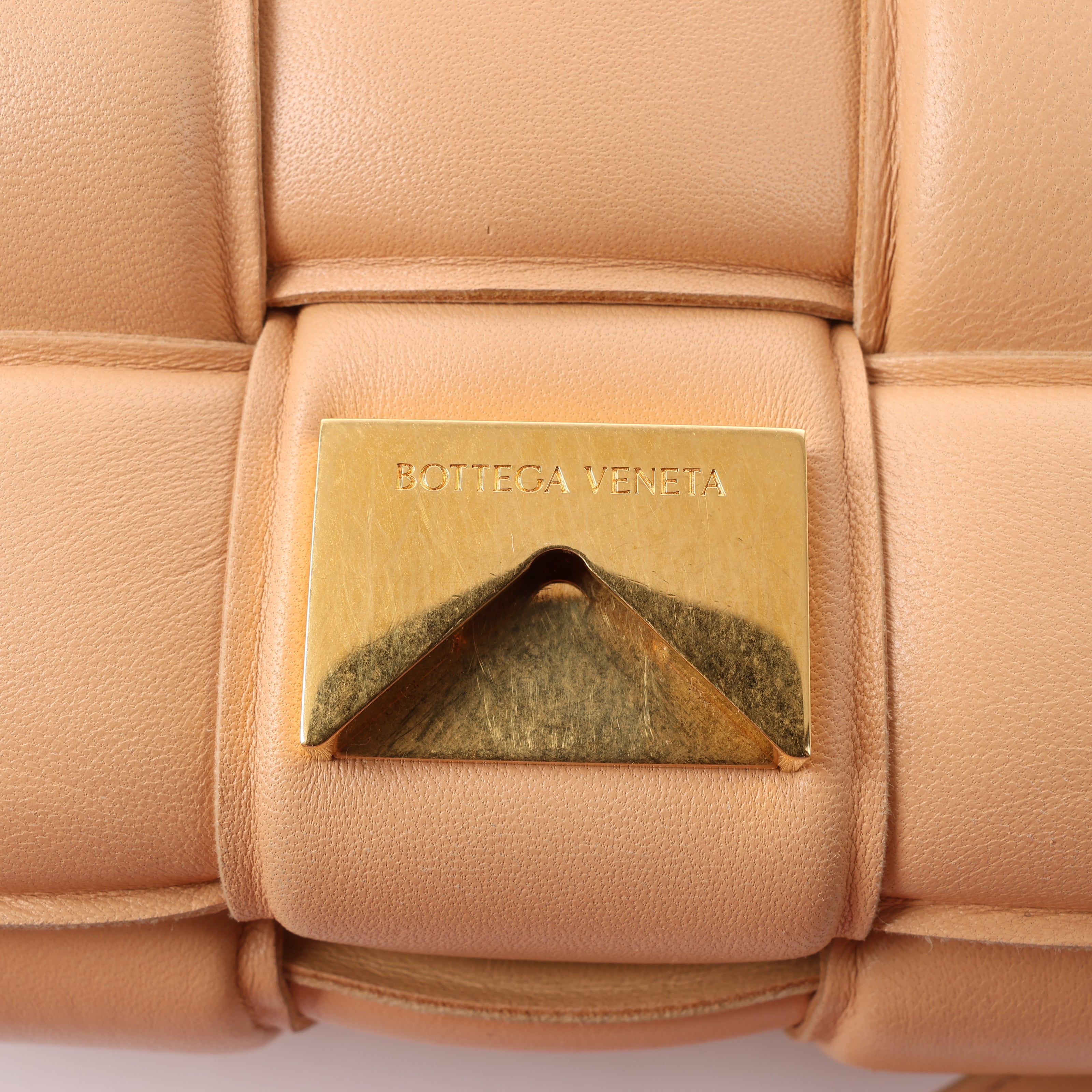 Bottega Veneta Padded Cassette Maxi Intrecciato Leather Shoulder Bag in Beige