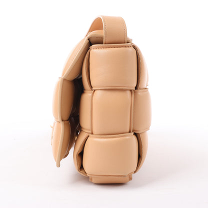 Bottega Veneta Padded Cassette Maxi Intrecciato Leather Shoulder Bag in Beige