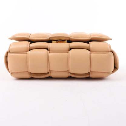 Bottega Veneta Padded Cassette Maxi Intrecciato Leather Shoulder Bag in Beige