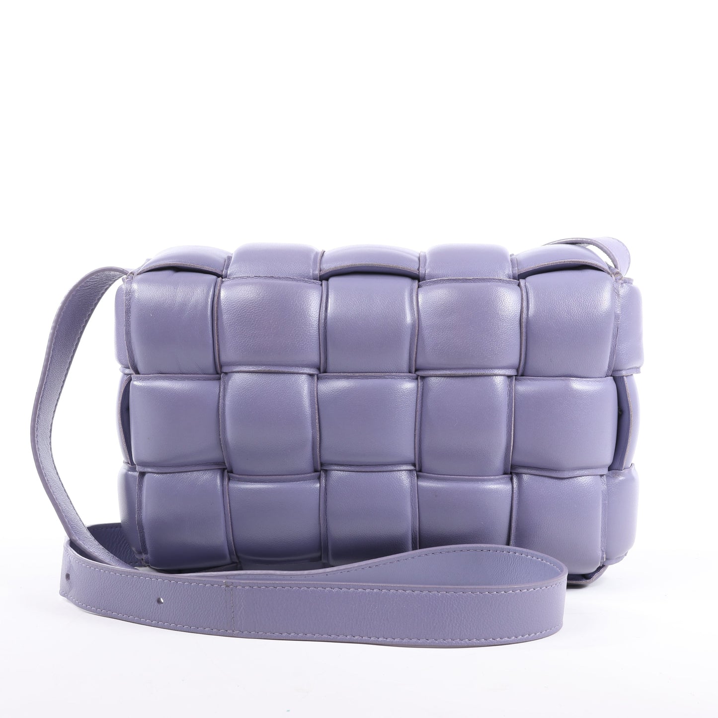Bottega Veneta Padded Cassette Maxi Intrecciato Leather Shoulder Bag in Purple