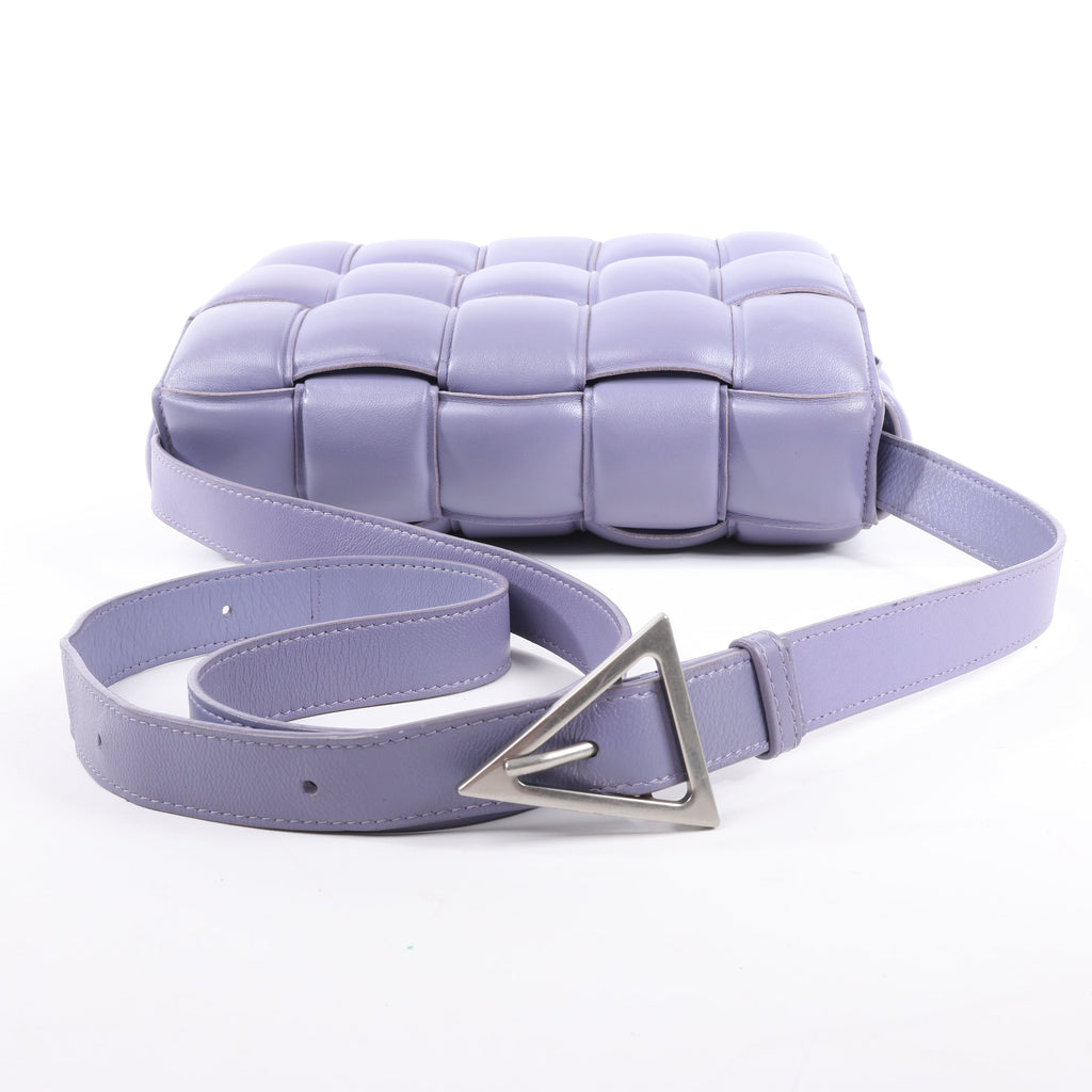 Bottega Veneta Padded Cassette Maxi Intrecciato Leather Shoulder Bag in Purple